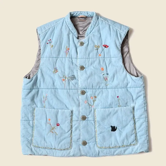 6oz Denim Quilt SAMU Vest (Cat Embroidery) - PRO