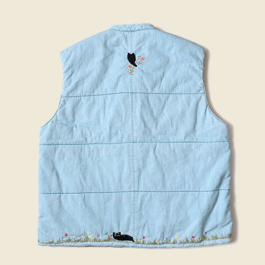 6oz Denim Quilt SAMU Vest (Cat Embroidery) - PRO