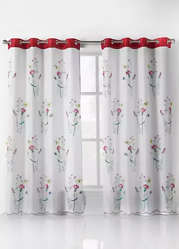 Alan Symonds Springfield Embroidered Pair of Lined Eyelet Curtains | Kaleidoscope