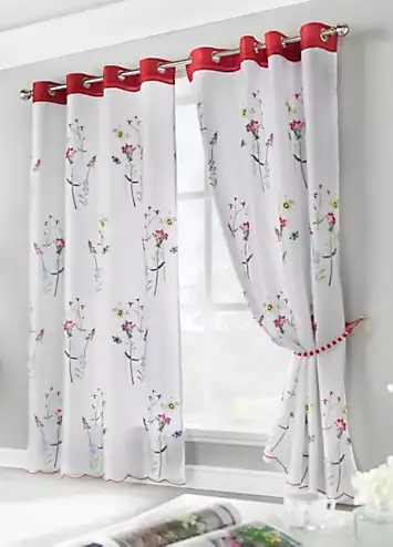 Alan Symonds Springfield Embroidered Pair of Lined Eyelet Curtains | Kaleidoscope