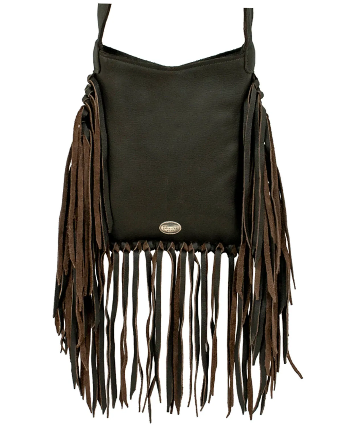 American West Women's Pony Hair-On Studded Fringe Crossbody