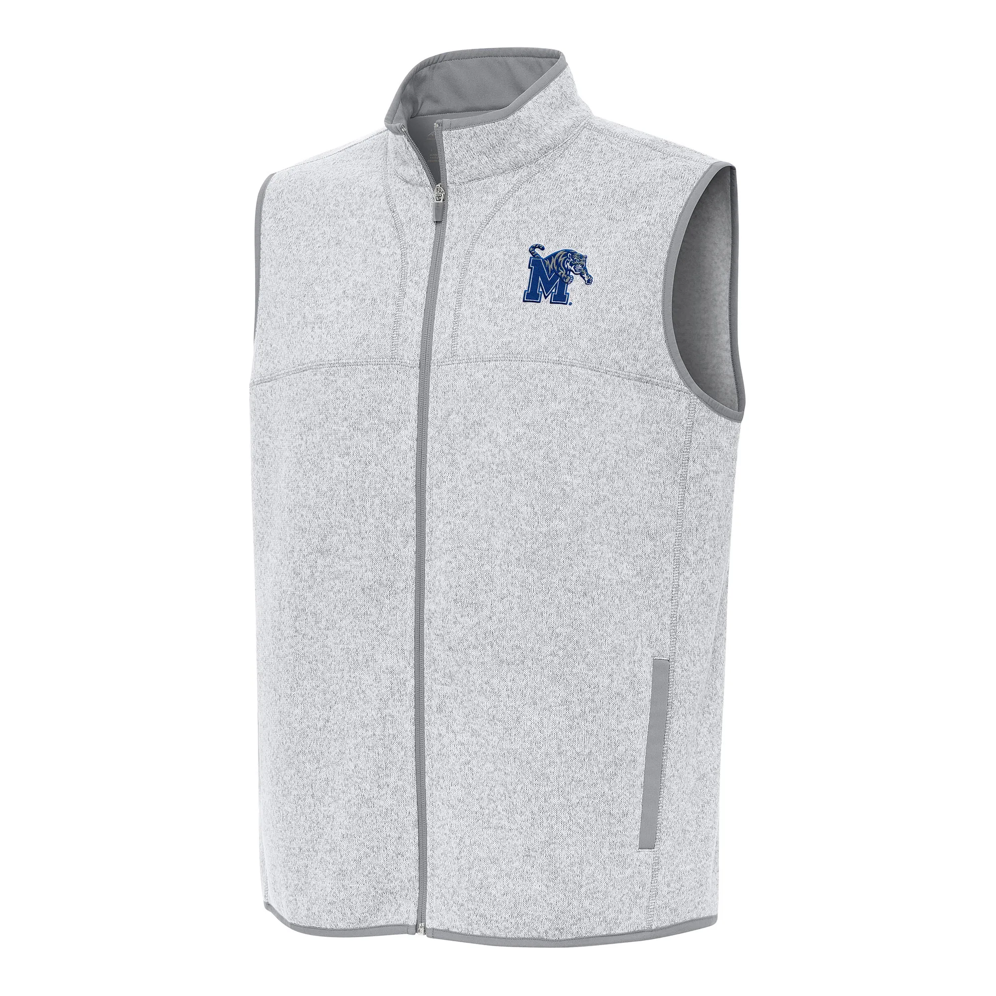 Antigua Memphis Tigers Heather Gray Fortune Full-Zip Vest