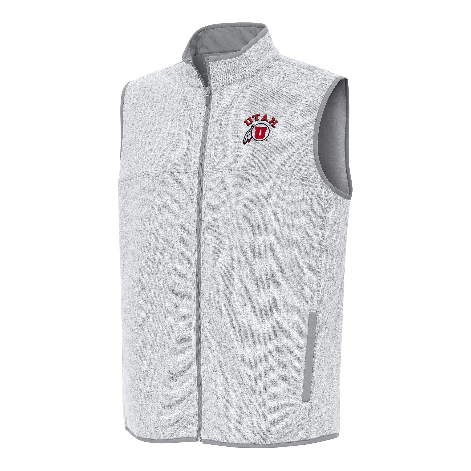 Antigua Utah Utes Heather Gray Fortune Full-Zip Vest