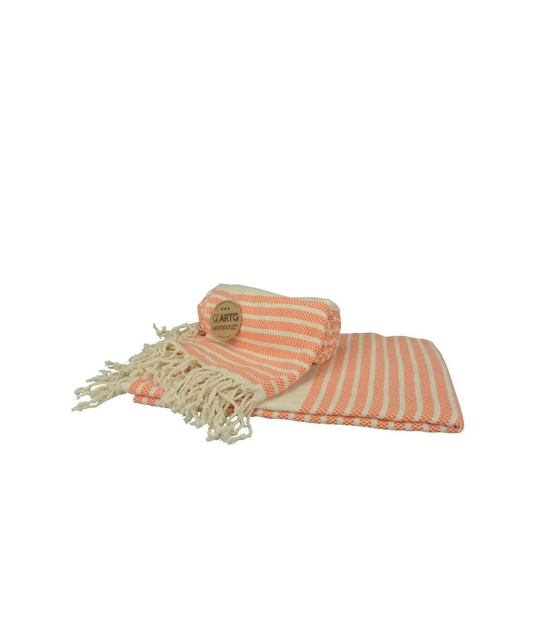 A&r towels hamamzz peshtemal traditional woven towel orange/cream ARTG