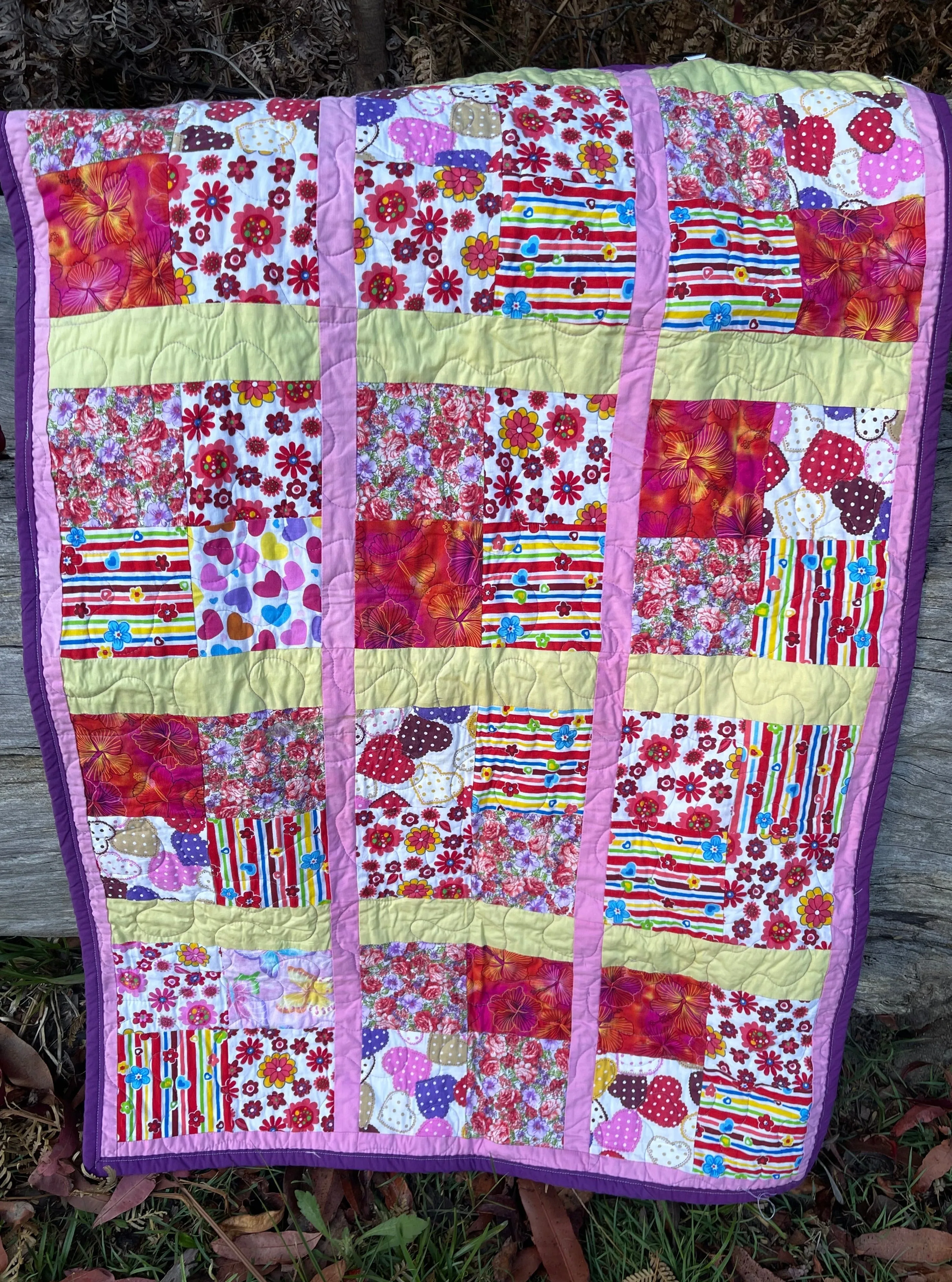 Baby Girl Quilt Finished Size 25.5 x 37.5 Approx