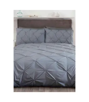 Balmoral pintuck duvet cover set grey Rapport