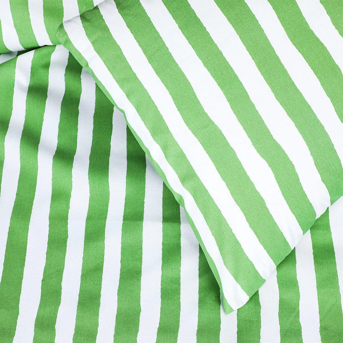 BED SHEET GREEN STRIPE-QUEEN