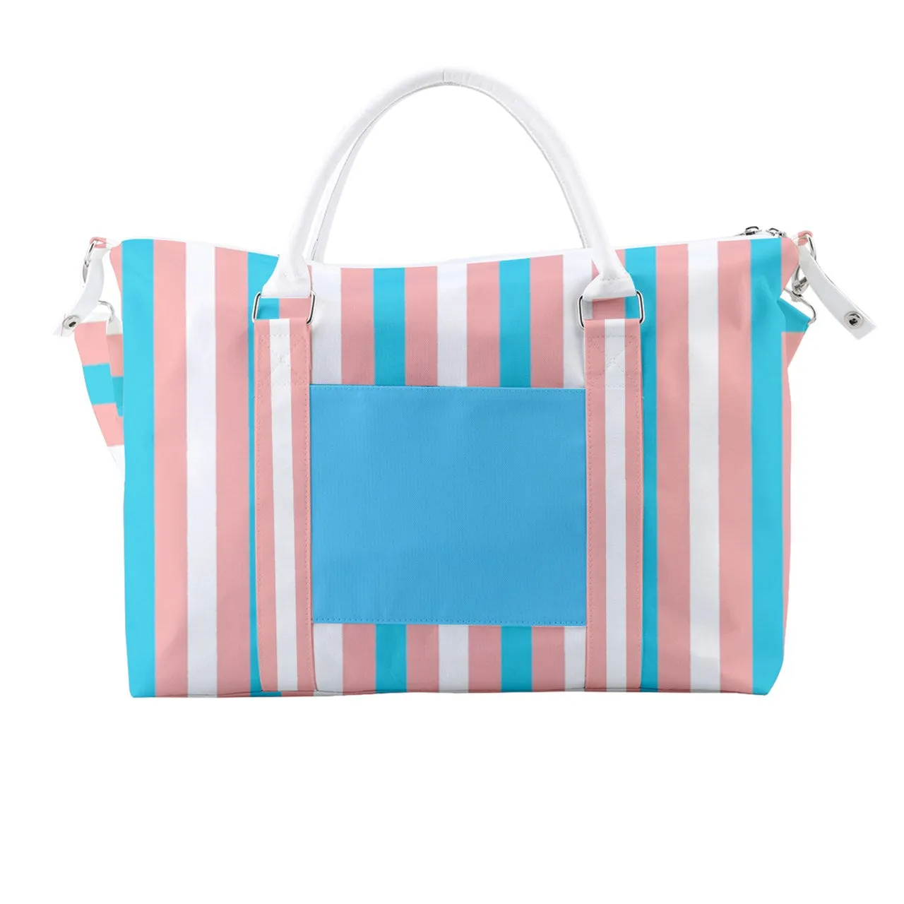 Blue Pink White Candy Striped Carry-on Travel Shoulder Bag