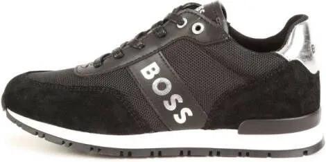 BOSS Kidswear logo-print lace-up sneakers Black