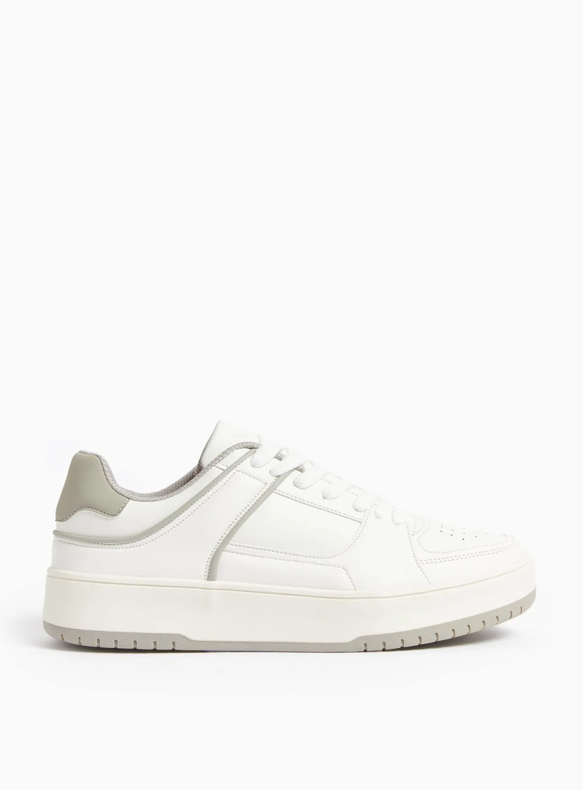 Buy White Contrast Lace Up Trainers 8 | Trainers | Tu