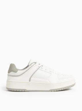 Buy White Contrast Lace Up Trainers 8 | Trainers | Tu