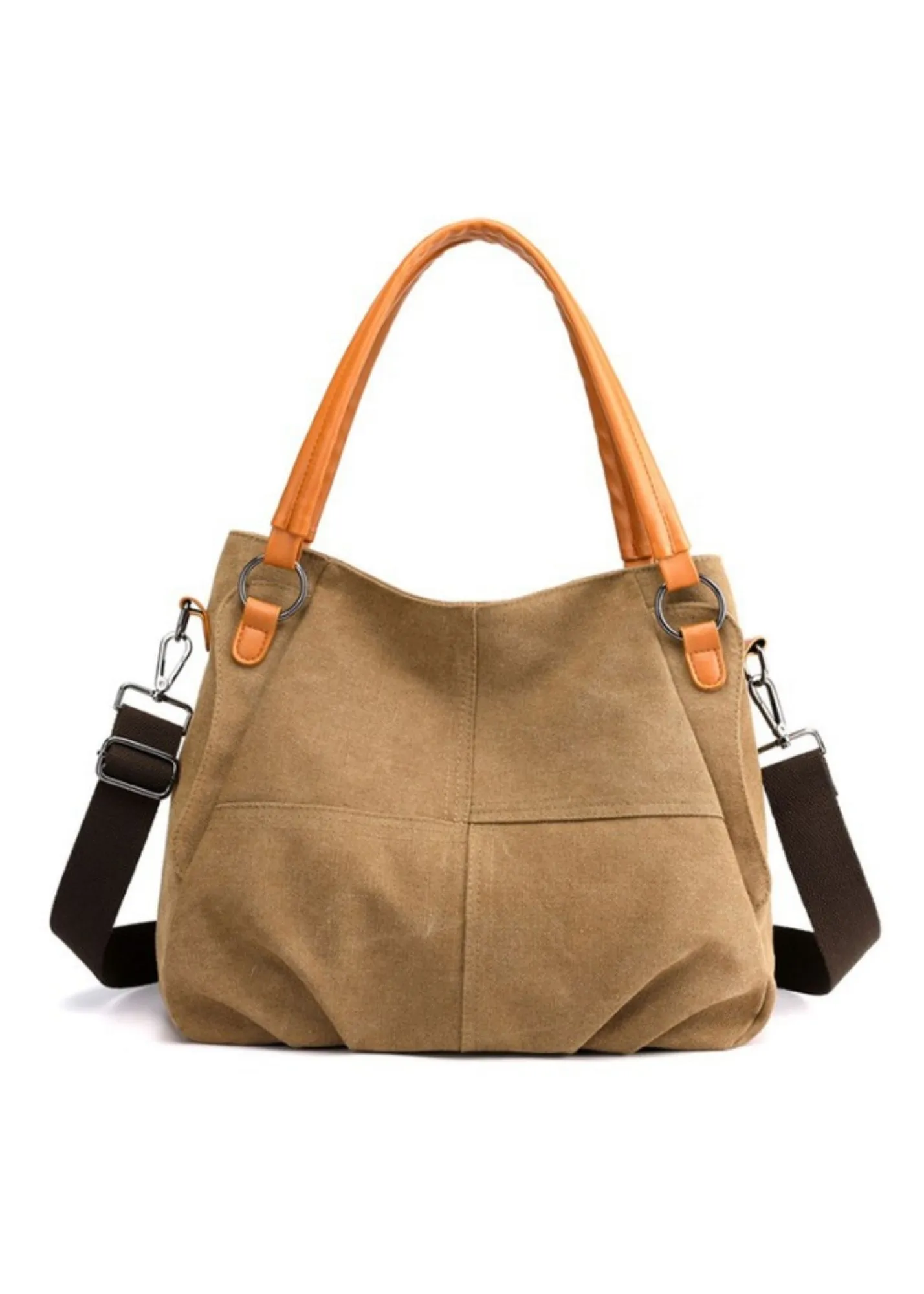 Canvas Handbag Vegan Leather Detail Purse Tote-FINAL SALE