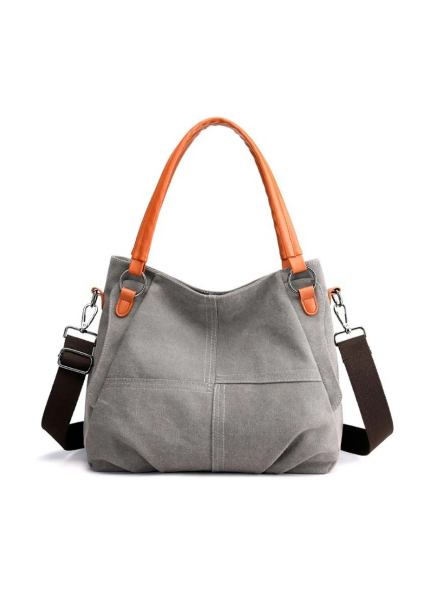 Canvas Handbag Vegan Leather Detail Purse Tote-FINAL SALE