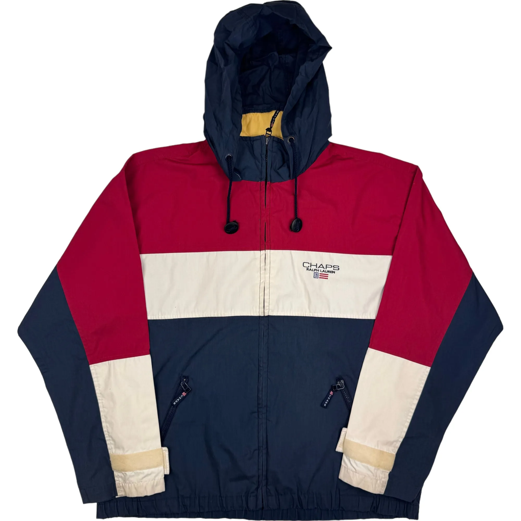 Chaps Ralph Lauren 90's Colourblock Windbreaker Jacket Red Blue