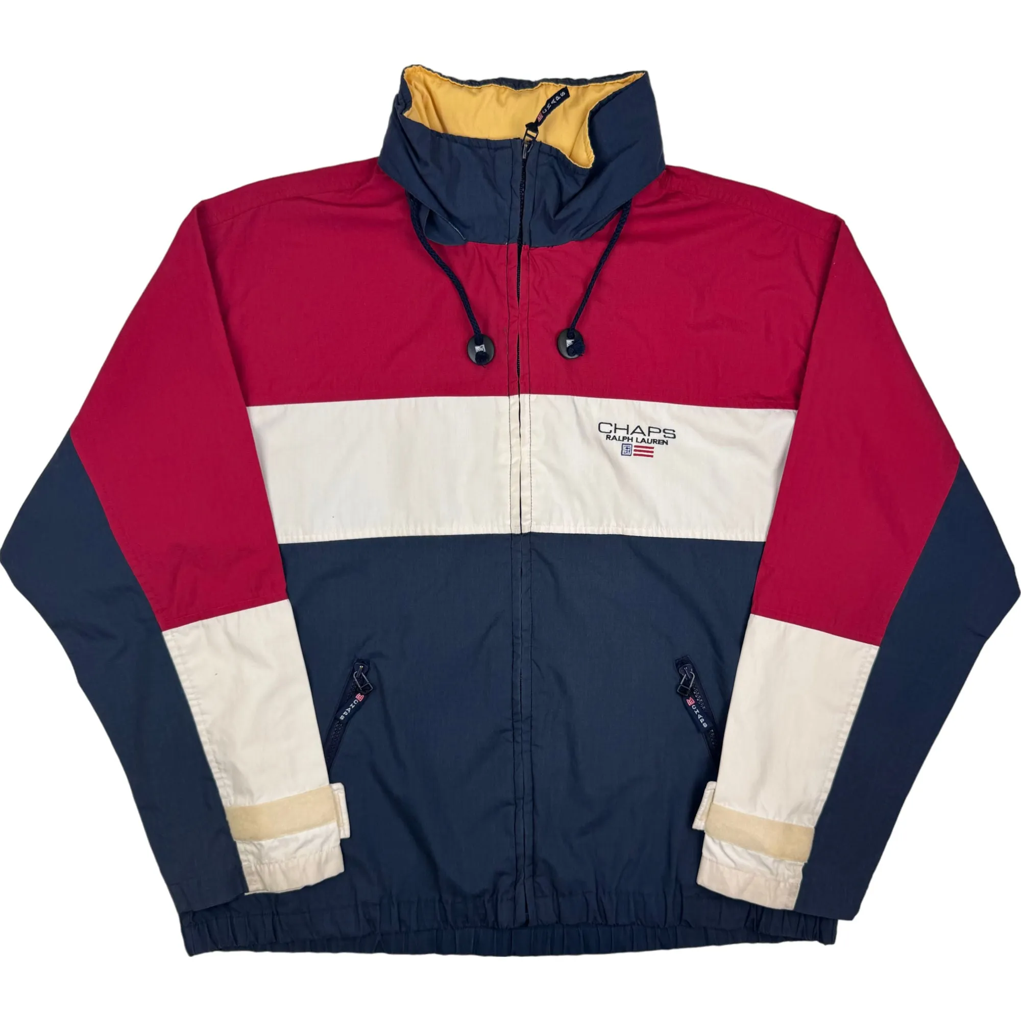 Chaps Ralph Lauren 90's Colourblock Windbreaker Jacket Red Blue