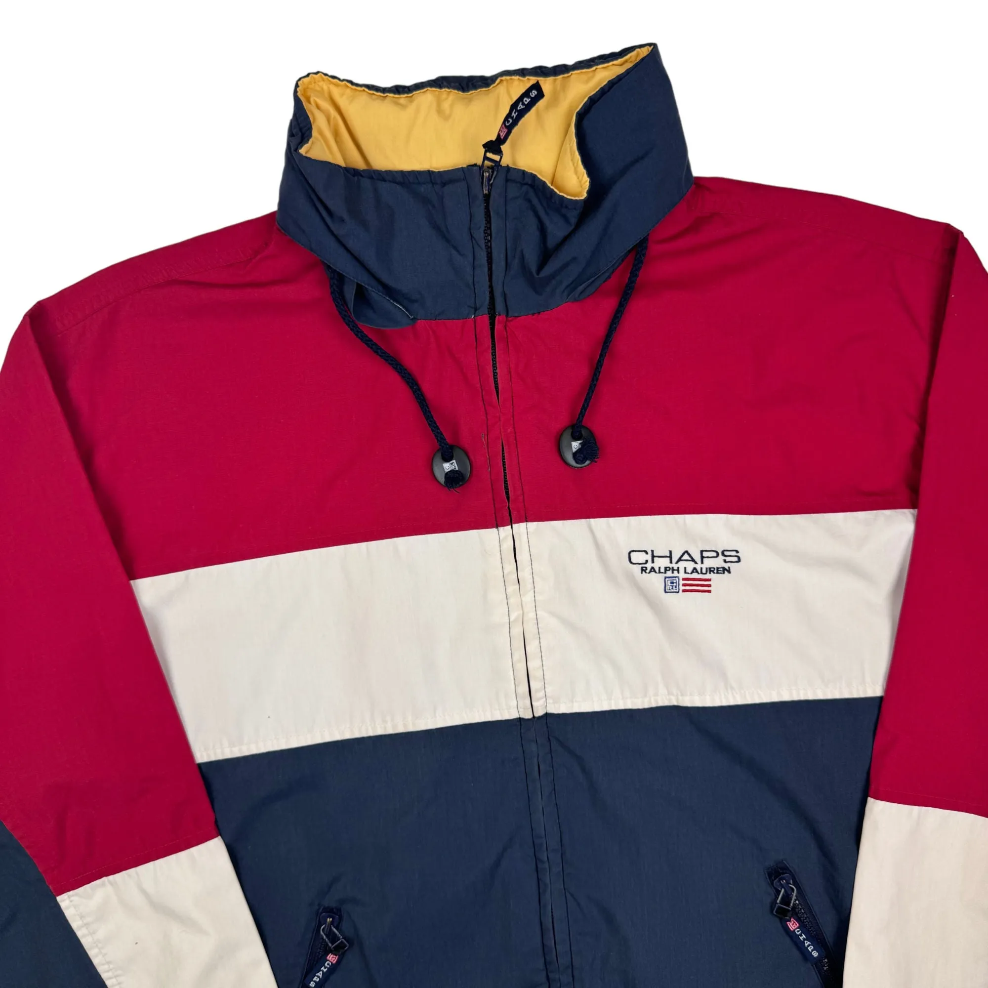 Chaps Ralph Lauren 90's Colourblock Windbreaker Jacket Red Blue