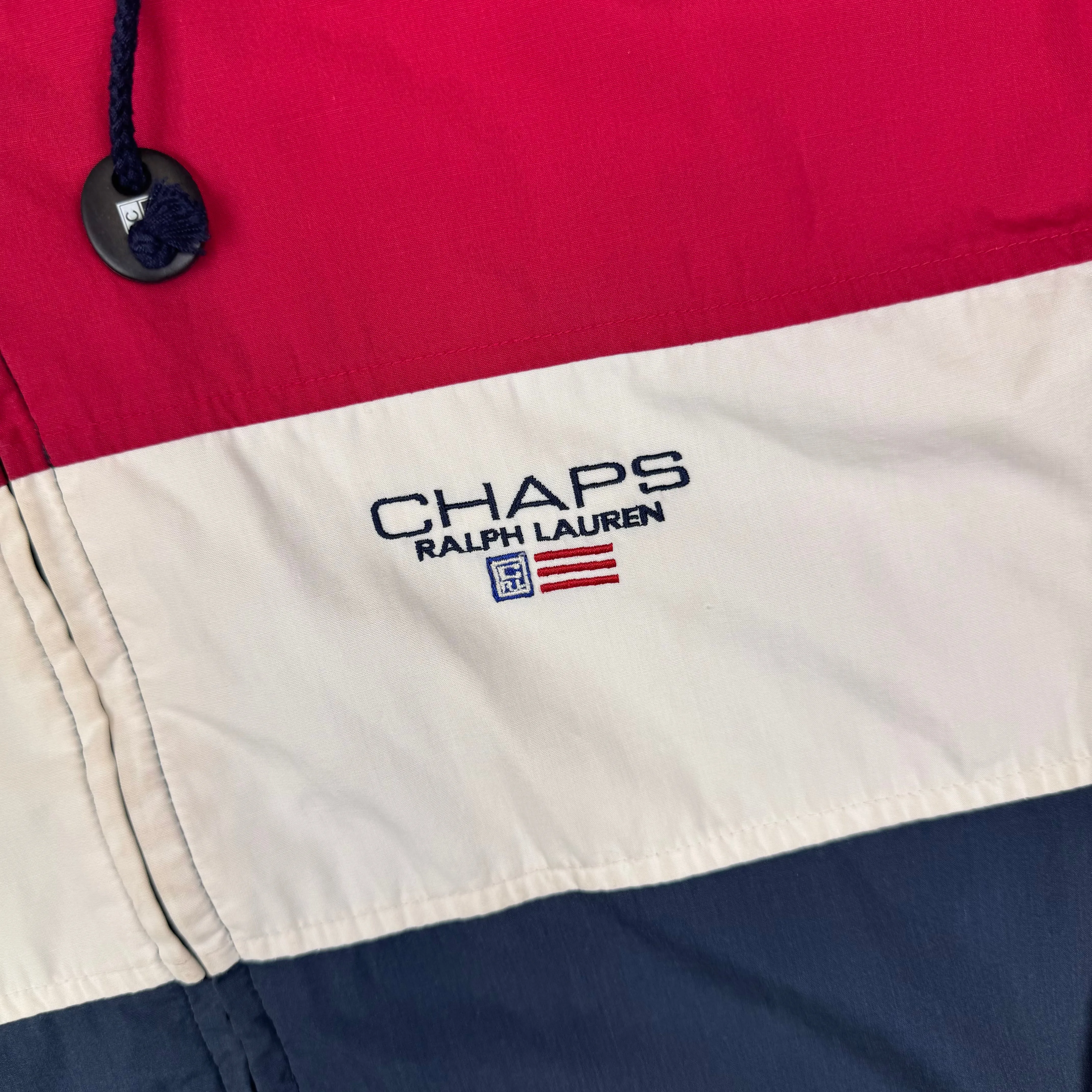 Chaps Ralph Lauren 90's Colourblock Windbreaker Jacket Red Blue