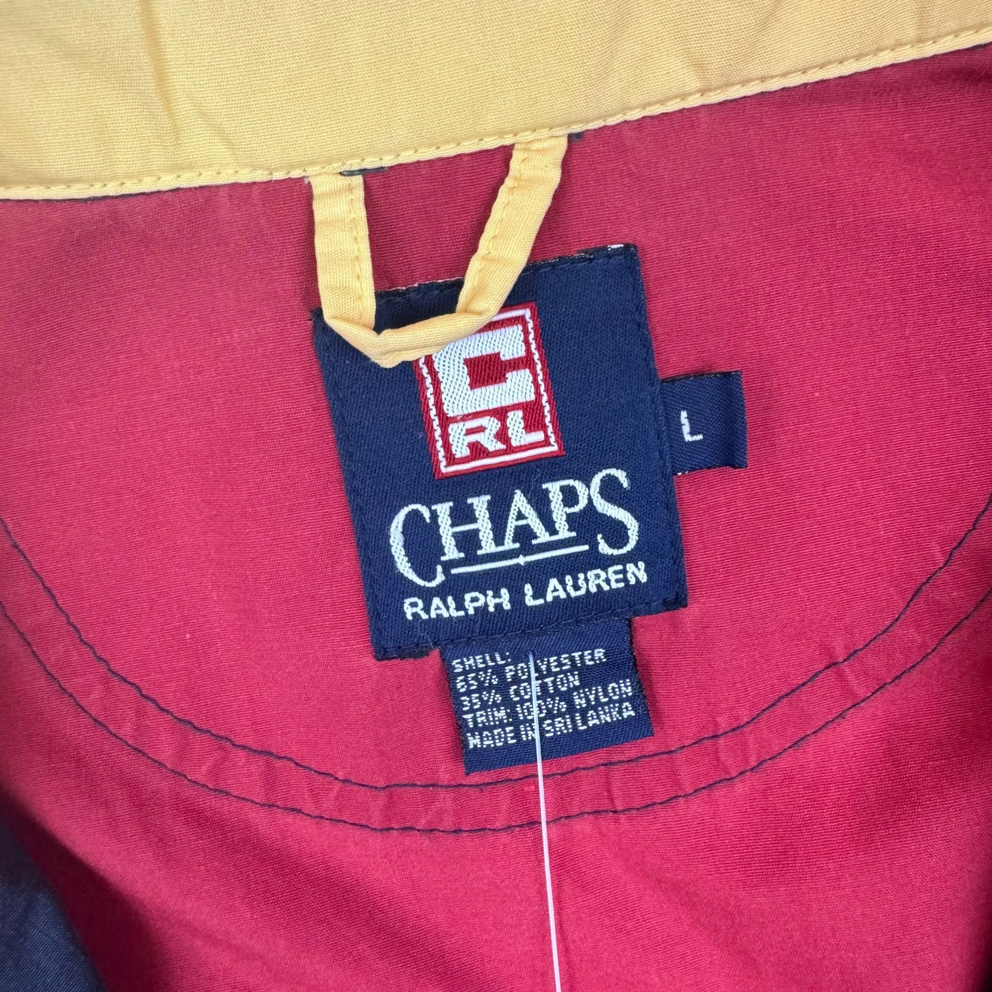 Chaps Ralph Lauren 90's Colourblock Windbreaker Jacket Red Blue