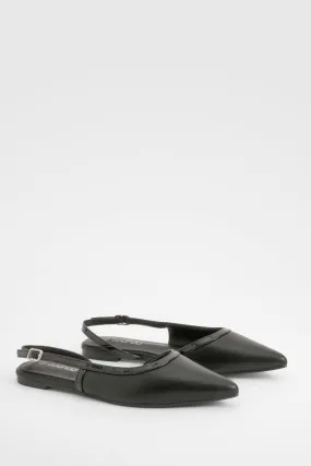 Contrast Detail Slingback Pointed Flats