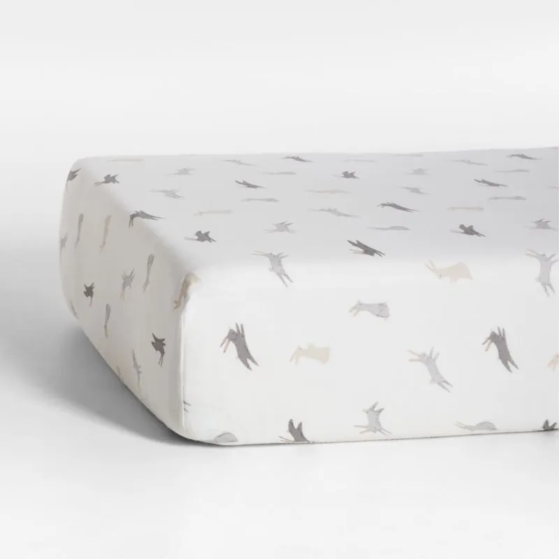 Crate&Barrel Supersoft Grey Bunny Gauze Organic Cotton Baby Crib Fitted Sheet