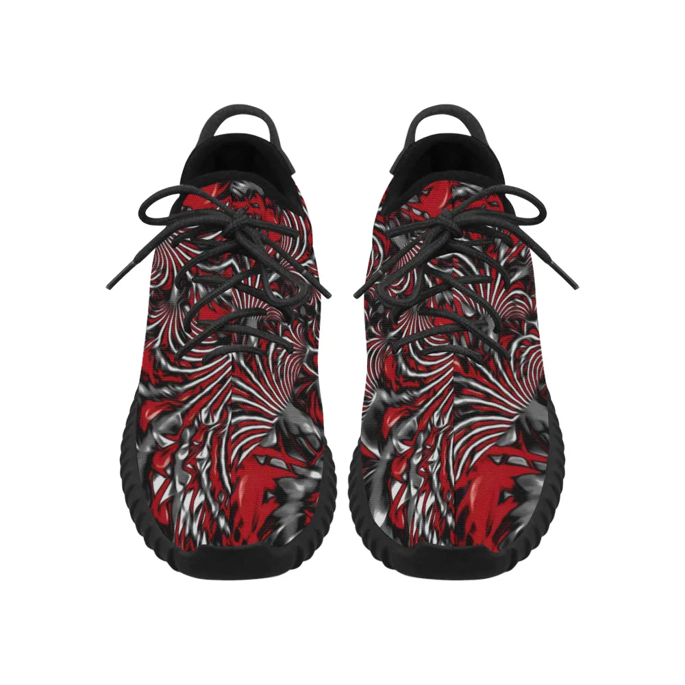 Crimson Burst Fractal Men's Breathable Woven Running Shoes