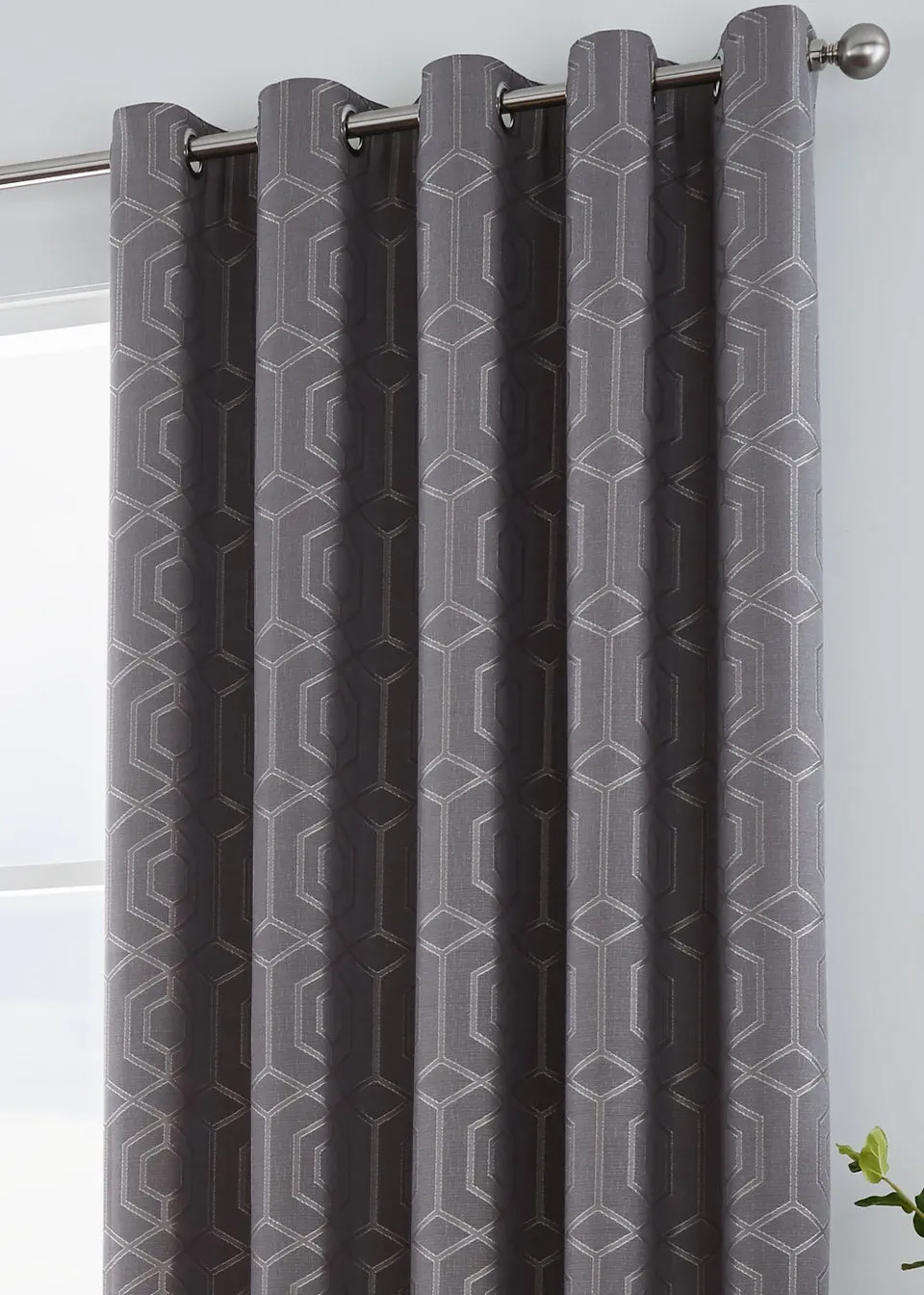 Curtina Camberwell Jacquard Grey Eyelet Curtains