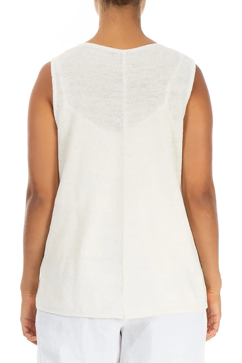 Decorated White Linen Vest