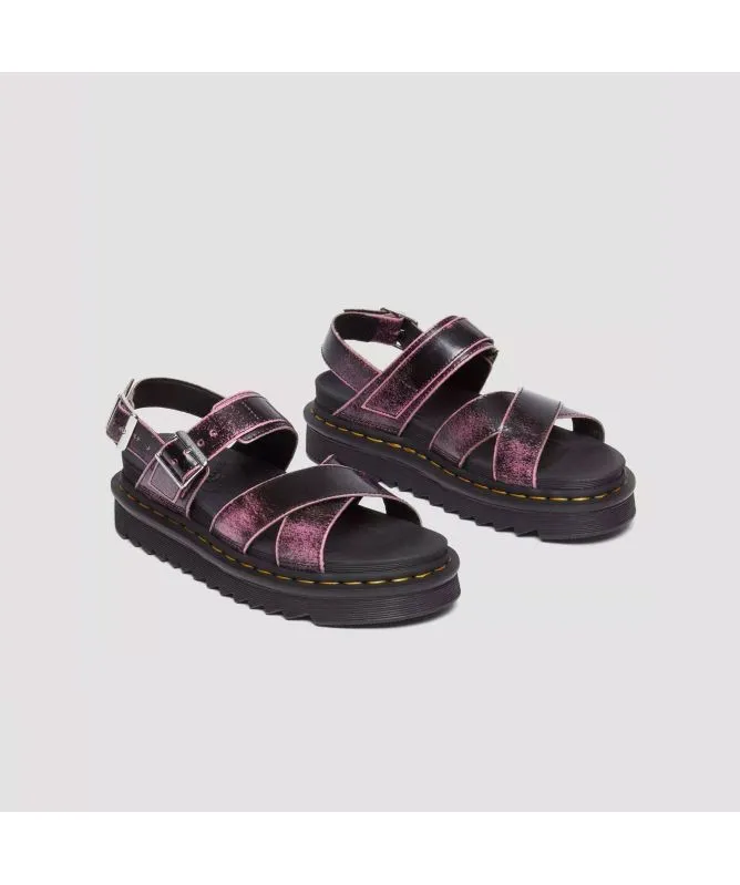 Dr. Martens Voss II Distressed Leather Platform Sandals | Pink - 31739192