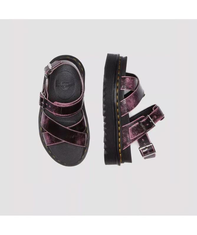 Dr. Martens Voss II Distressed Leather Platform Sandals | Pink - 31739192