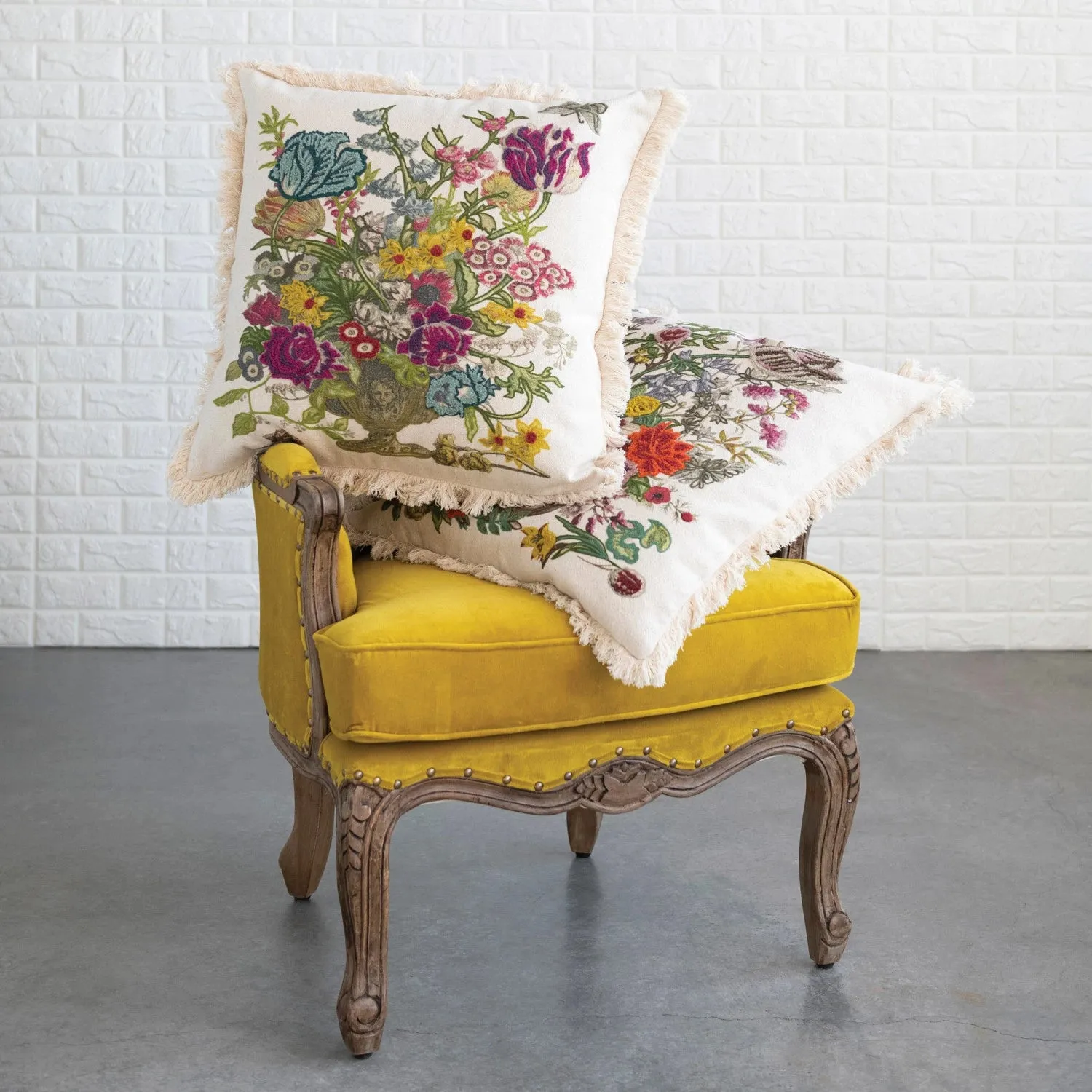 Embroidered Floral Pillows