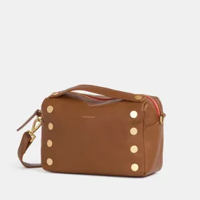 Evan Crossbody | Mahogany Pebble/Brushed Gold Red Zip | Sml