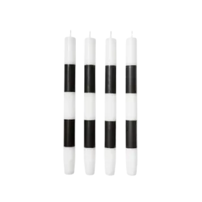 Fazeek Striped Dinner Candles 4 Pack, Black White