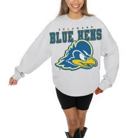 Gameday Couture Delaware Fightin' Blue Hens Women's Ash Big Goals Relaxed Fit French Terry Pullover Sweatshirt