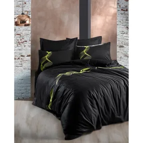 Griffing Yellow/Black Cotton Satin 210 TC Duvet Cover Set