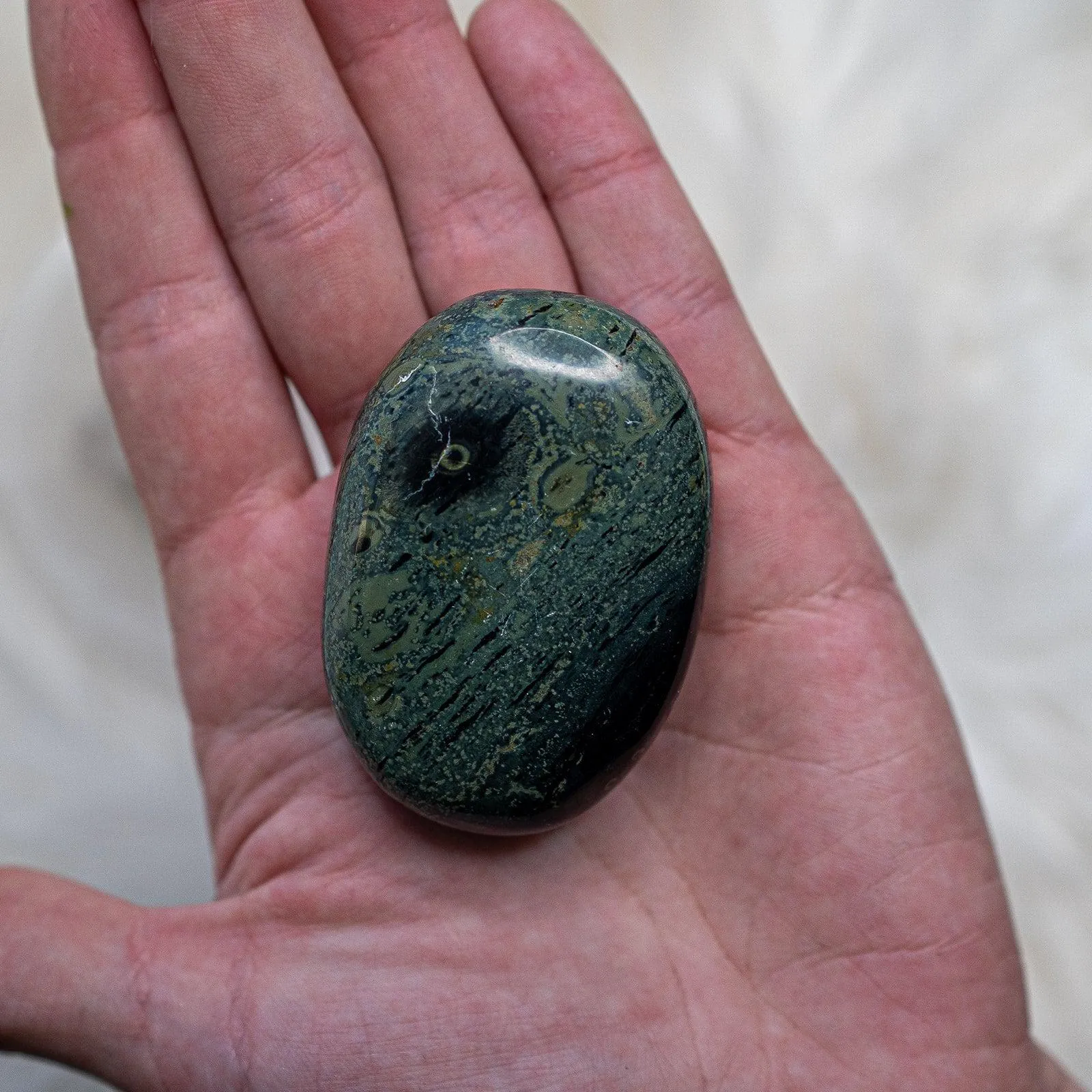 Kambaba Jasper Pillow Palm Stones ~ Secure the Heart in Love