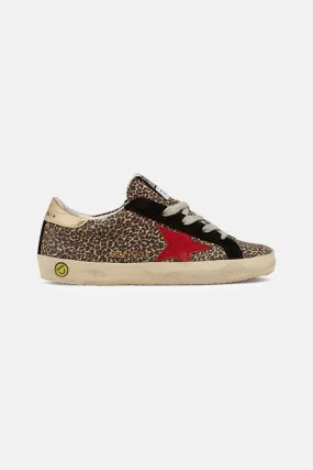 Kid's Super Star Sneakers Leopard Suede/Dark Red Star