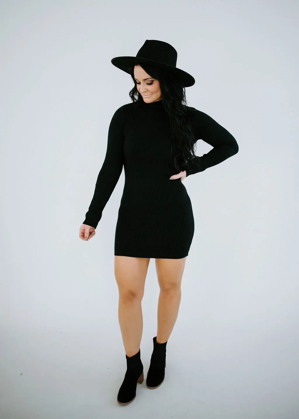 Langley Ribbed Turtleneck Mini Dress