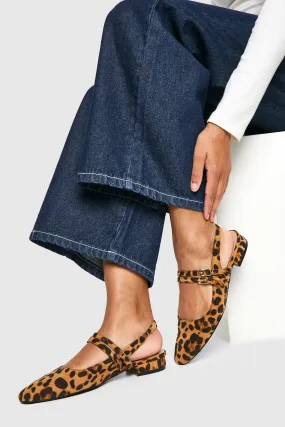 Leopard Slingback Flats with Double Strap