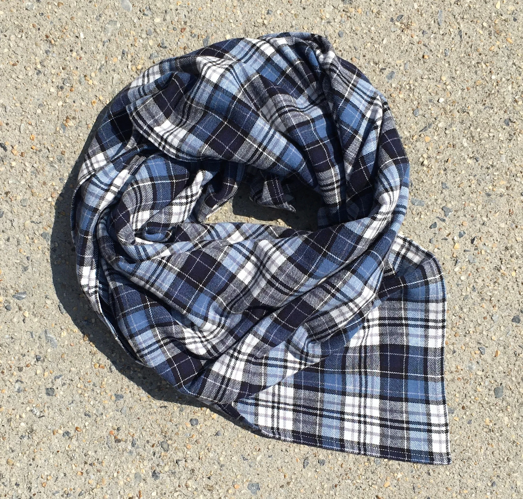 Light Blue Plaid Blanket Scarf