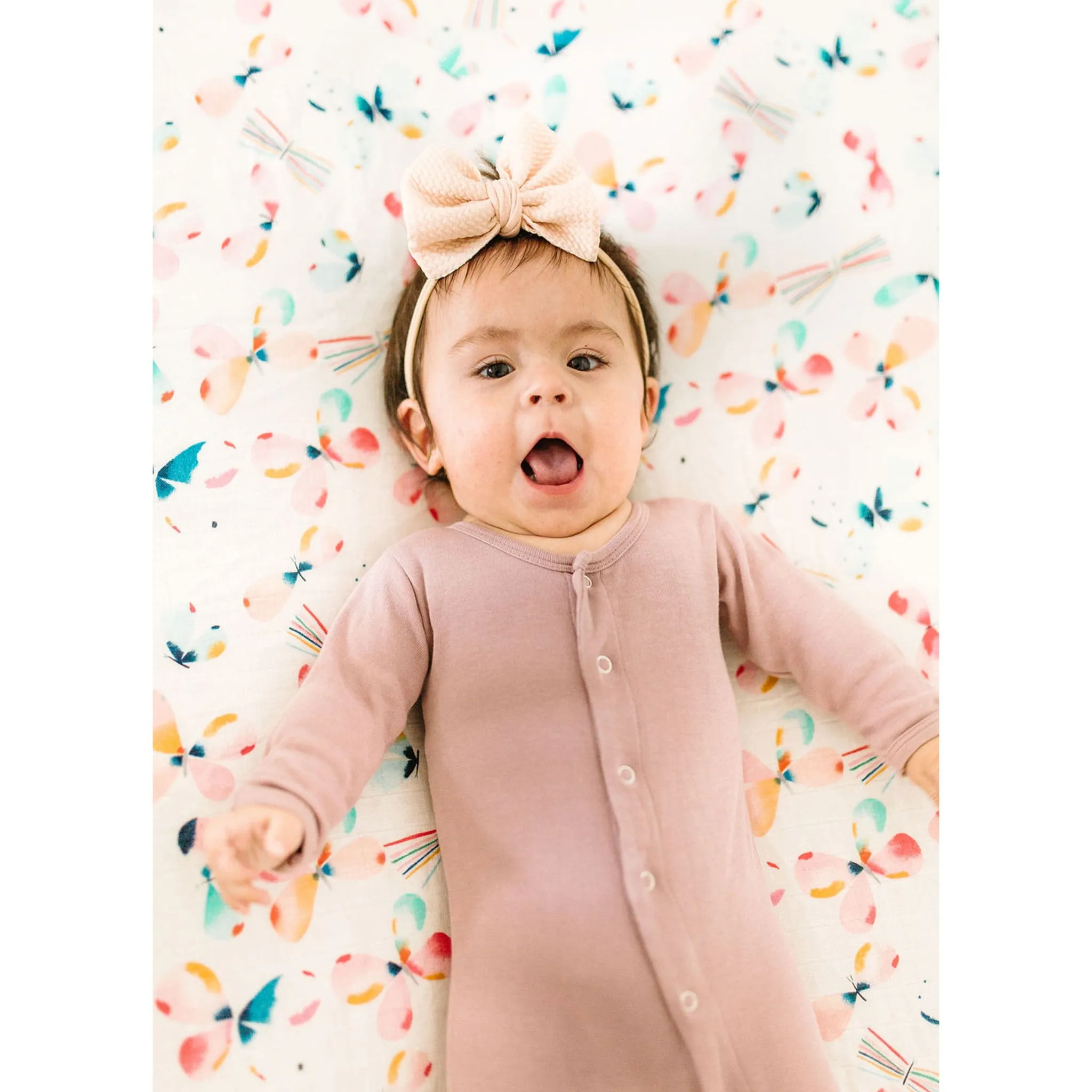 Loulou Lollipop Bamboo Muslin Fitted Crib Sheet - Butterfly  - Clement