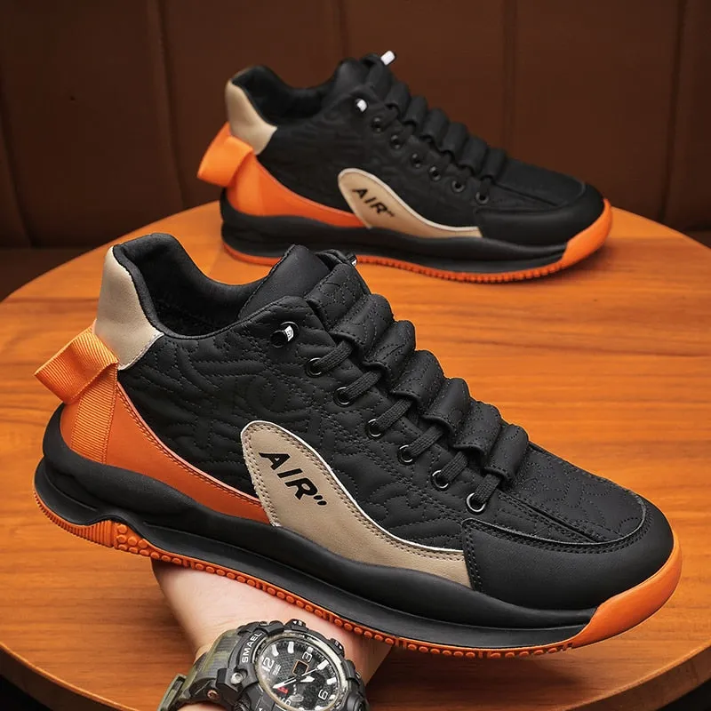 Men's Winter Striped Waterproof Height Increasing Platform Running Shoes