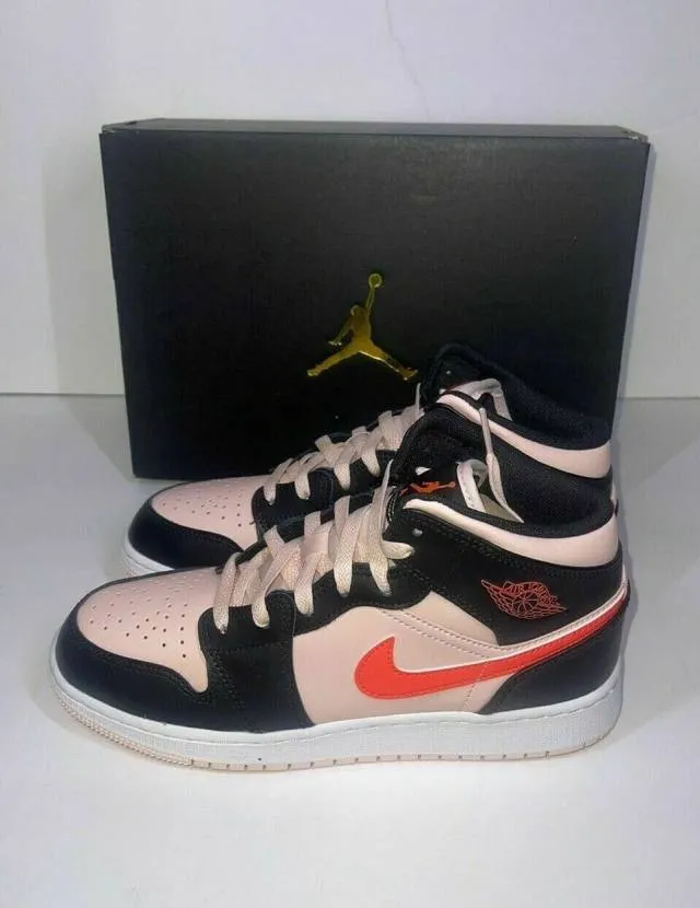 Nike Air Jordan 1 Mid 4.5-7Y Atmosphere Infrared 23 Blac...