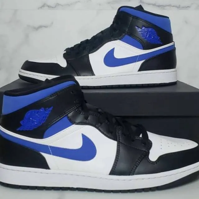 Nike Air Jordan 1 Retro Mid Racer Blue 3.5-7Y White Blac...