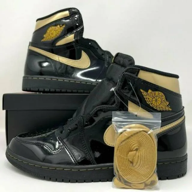 Nike Air Jordan Retro 1 High OG Black Metallic Gold 2020...