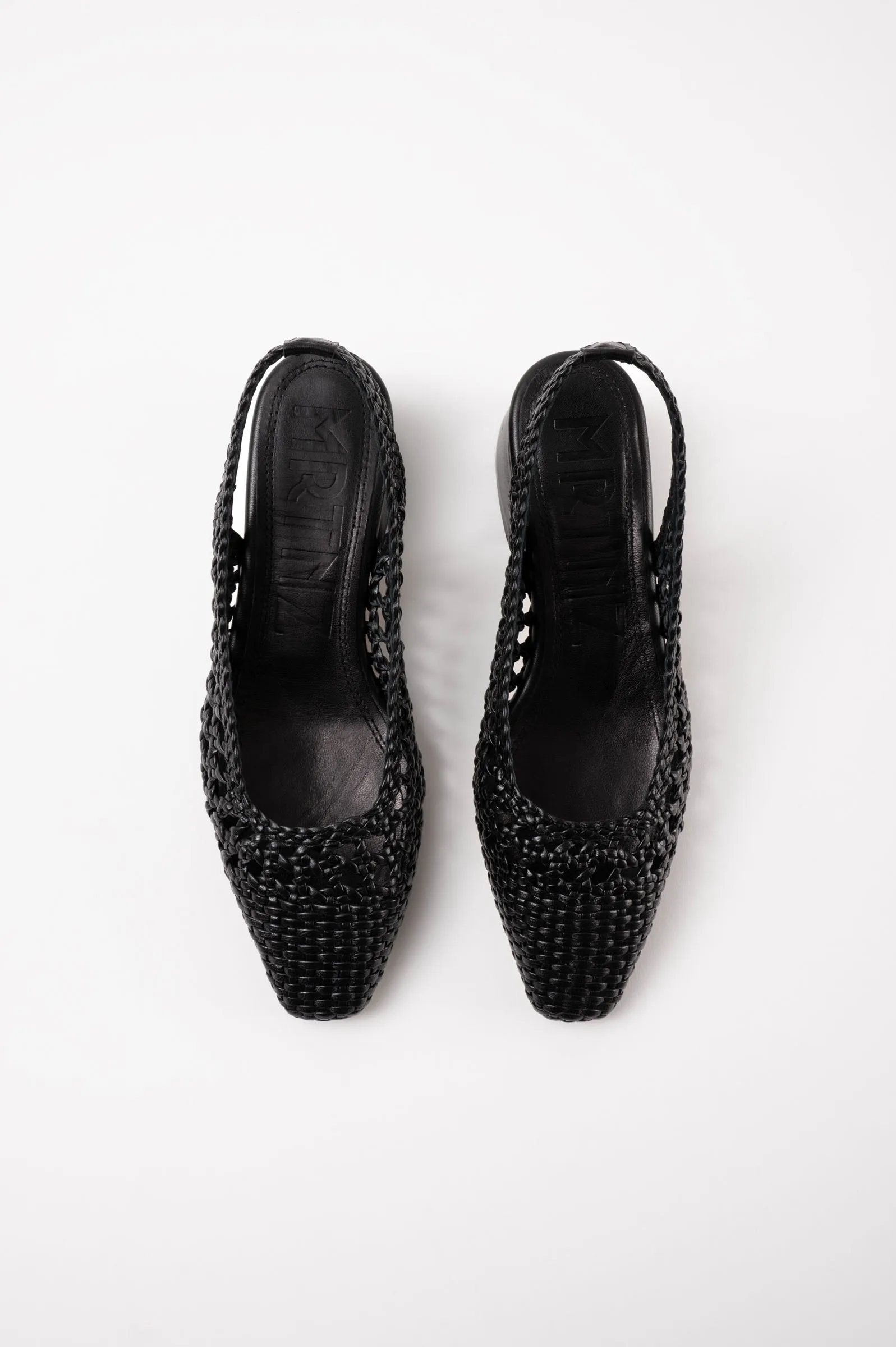 NOVA TARRAGONA - Black Woven Leather Slingback Ballerina Flats