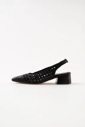 NOVA TARRAGONA - Black Woven Leather Slingback Ballerina Flats