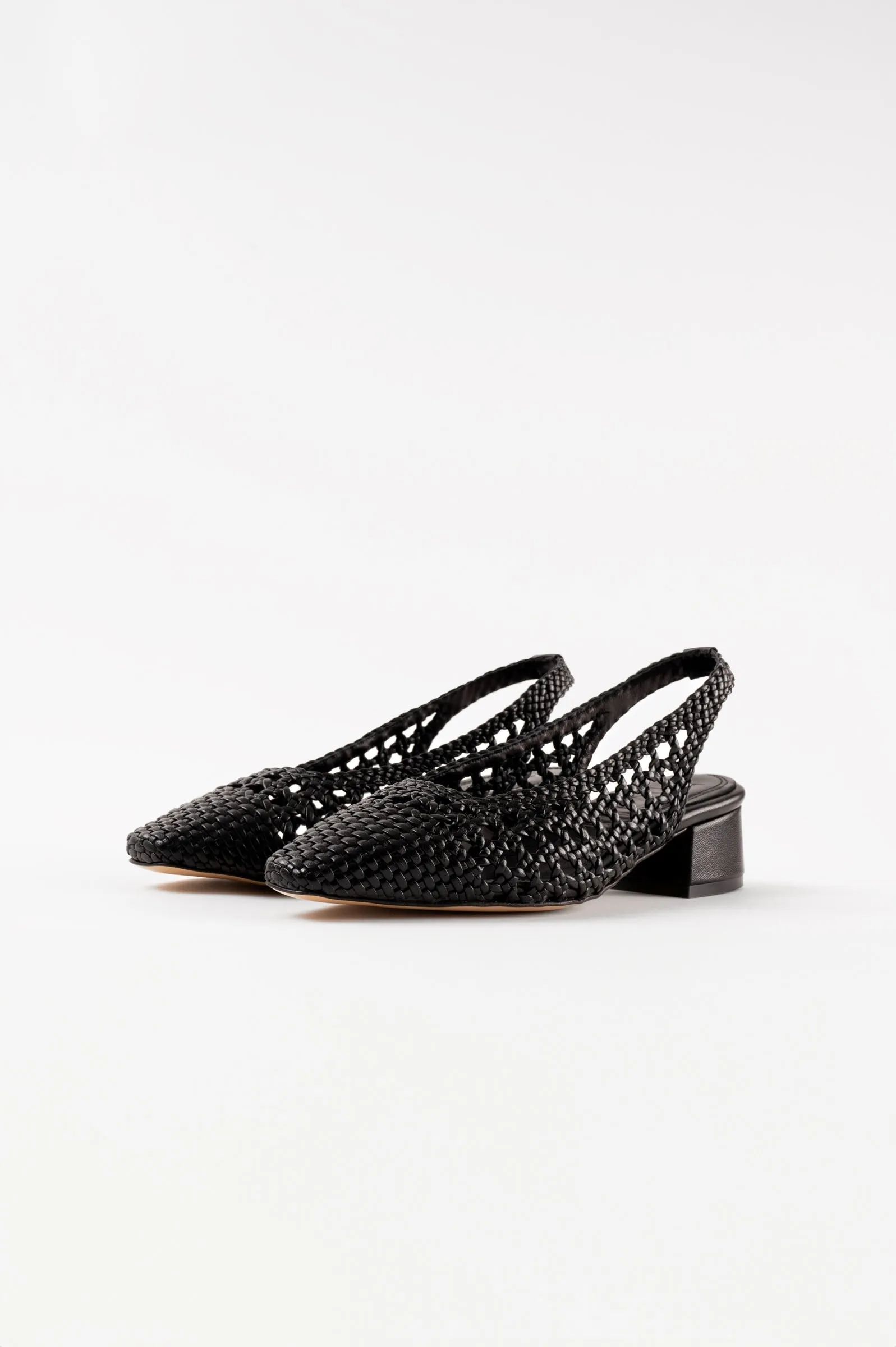 NOVA TARRAGONA - Black Woven Leather Slingback Ballerina Flats