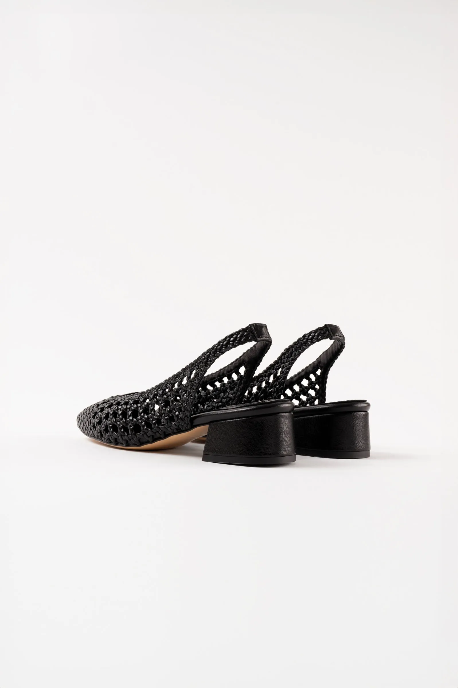 NOVA TARRAGONA - Black Woven Leather Slingback Ballerina Flats