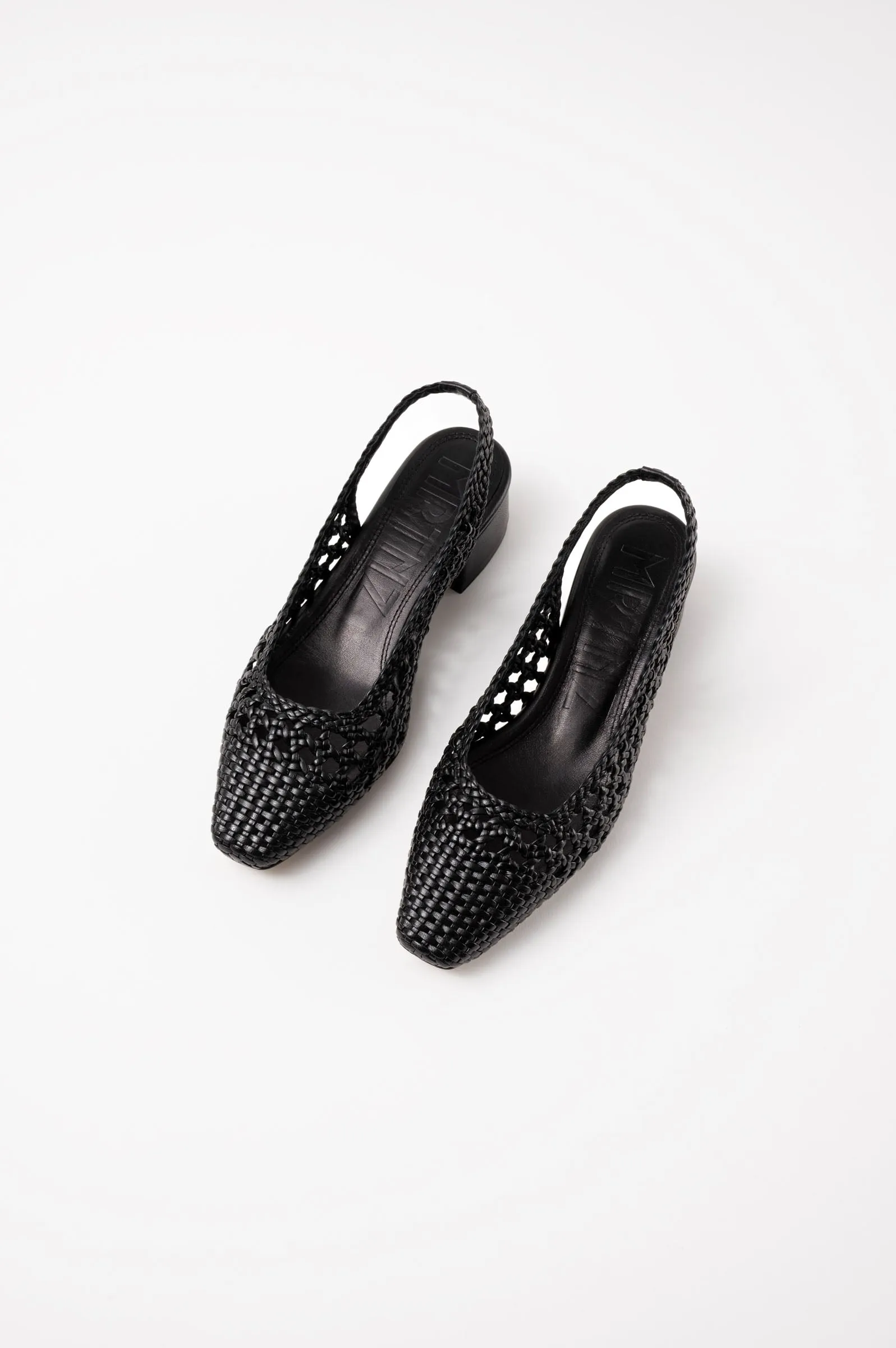 NOVA TARRAGONA - Black Woven Leather Slingback Ballerina Flats