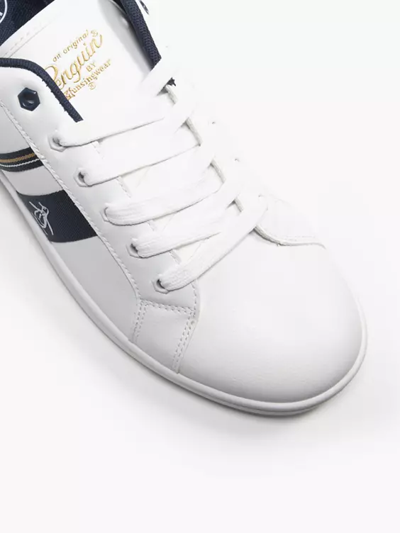 Original Penguin  Steadman White/Navy Lace Up Casual Trainers